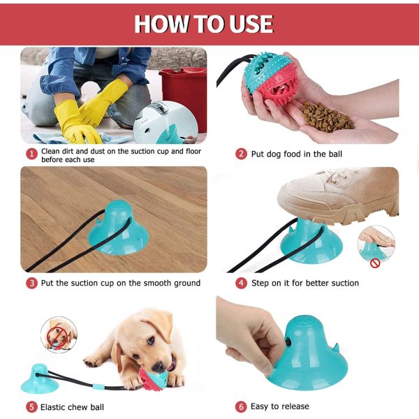 Dog Chew Suction Cup Tug of War Toy Multifunction Interactive Pet Aggressive Chewers Rope Puzzle Toothbrush Molar Bite Squeaky Toys Ball with Teeth Cleaning for Small Large Dogs