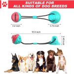 Dog Chew Suction Cup Tug of War Toy Multifunction Interactive Pet Aggressive Chewers Rope Puzzle Toothbrush Molar Bite Squeaky Toys Ball with Teeth Cleaning for Small Large Dogs