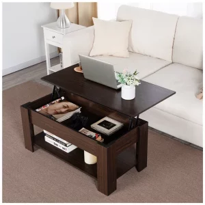 Easyfashion Modern 38.6" Rectangle Wooden Lift Top Coffee Table with Lower Shelf, Multiple Colors and Sizes