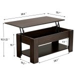 Easyfashion Modern 38.6" Rectangle Wooden Lift Top Coffee Table with Lower Shelf, Multiple Colors and Sizes