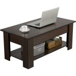 Easyfashion Modern 38.6" Rectangle Wooden Lift Top Coffee Table with Lower Shelf, Multiple Colors and Sizes