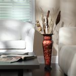 Elegant Expressions Metal Tall Red Embossed Vase