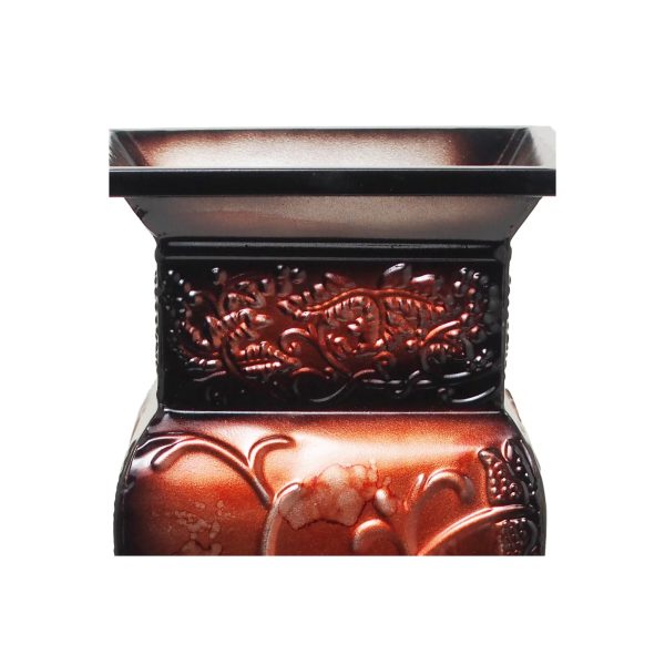 Elegant Expressions Metal Tall Red Embossed Vase