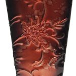Elegant Expressions Metal Tall Red Embossed Vase