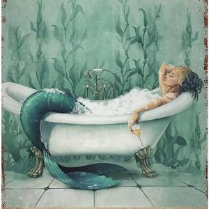 Funny Novelty Metal Tin Sign Mermaid Bathroom Sign Rustic Retro Wall Sign Home Kitchen Bar Room Garage Vintage Retro Poster Plaque 8x12 Inch