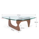 Furgle 50" Triangle Glass Coffee Table with Wood Base for Living Room Office, Light Walnut