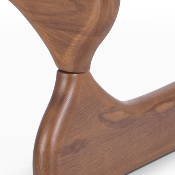 Furgle 50" Triangle Glass Coffee Table with Wood Base for Living Room Office, Light Walnut