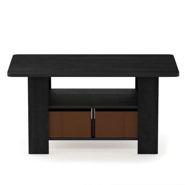 Furinno Andrey Coffee Table with Bin Drawer, Americano/Medium Brown 11158AM/MBR