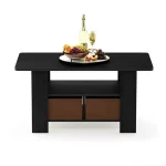 Furinno Andrey Coffee Table with Bin Drawer, Americano/Medium Brown 11158AM/MBR