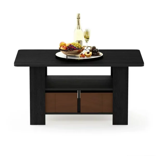 Furinno Andrey Coffee Table with Bin Drawer, Americano/Medium Brown 11158AM/MBR