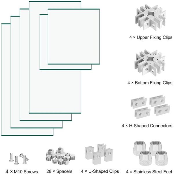 GASPRO 40.5" x 12.5" Glass Wind Guard for Rectangular Fire Tabler, for 56/57 inch Fire Table and 36" x 6" Drop-in Fire Pit Pan, 5/16" Thick