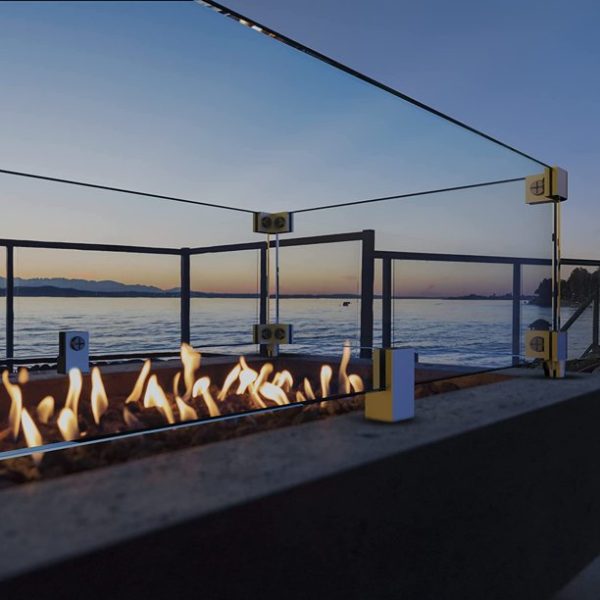 GASPRO 40.5" x 12.5" Glass Wind Guard for Rectangular Fire Tabler, for 56/57 inch Fire Table and 36" x 6" Drop-in Fire Pit Pan, 5/16" Thick