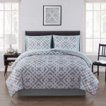 Mainstays Gray Geometric 8 Piece Bed in a Bag Comforter Set with Sheets, Queen