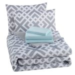 Mainstays Gray Geometric 8 Piece Bed in a Bag Comforter Set with Sheets, Queen
