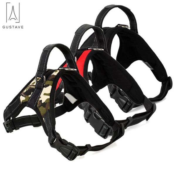 Gustave No Pull Dog Harness for Large Dog Adjustable Pet Vest Harness with belt buckle for Outdoor Walking (Camouflage,L)