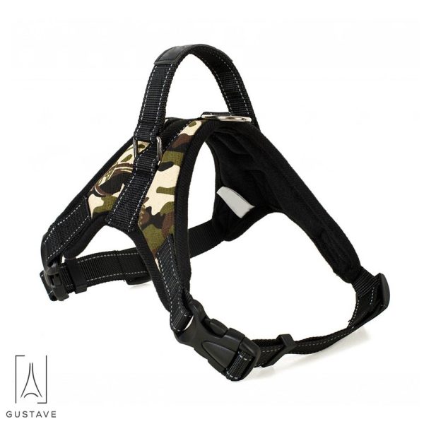 Gustave No Pull Dog Harness for Large Dog Adjustable Pet Vest Harness with belt buckle for Outdoor Walking (Camouflage,L)