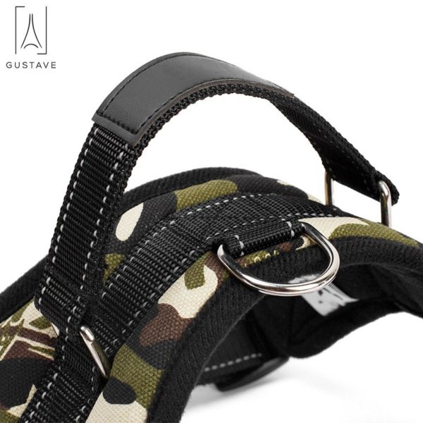 Gustave No Pull Dog Harness for Large Dog Adjustable Pet Vest Harness with belt buckle for Outdoor Walking (Camouflage,L)