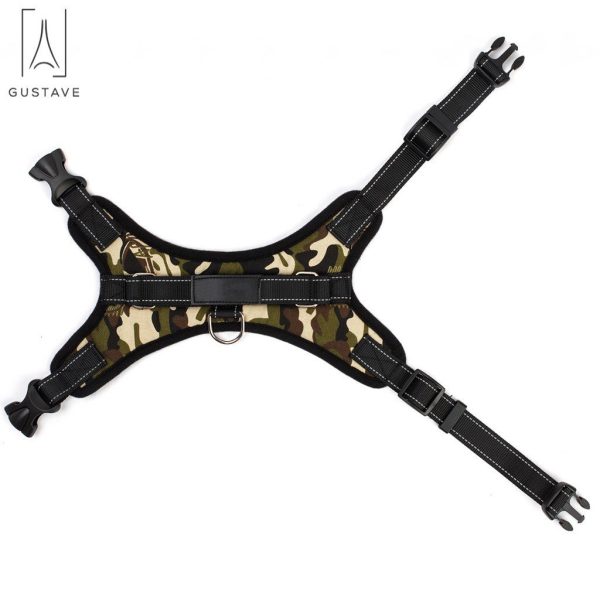 Gustave No Pull Dog Harness for Large Dog Adjustable Pet Vest Harness with belt buckle for Outdoor Walking (Camouflage,L)