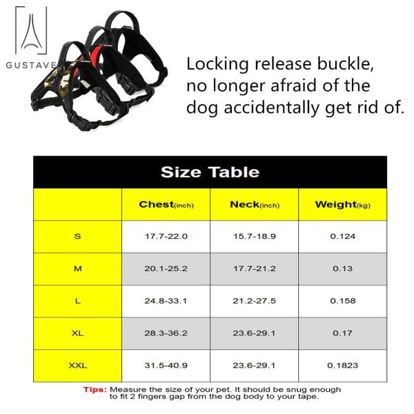 Gustave No Pull Dog Harness for Large Dog Adjustable Pet Vest Harness with belt buckle for Outdoor Walking (Camouflage,L)
