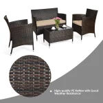Gymax 8-Piece Patio Rattan Outdoor Furniture Set with Cushioned Chair Loveseat Table in Brown