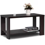 Gymax Rectangular Cocktail Table Coffee Table Living Room Furniture with Storage Shelf