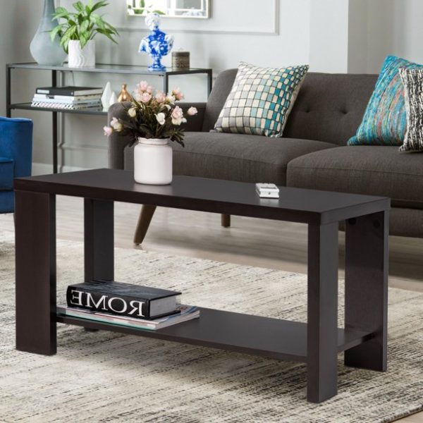 Gymax Rectangular Cocktail Table Coffee Table Living Room Furniture with Storage Shelf