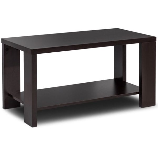 Gymax Rectangular Cocktail Table Coffee Table Living Room Furniture with Storage Shelf