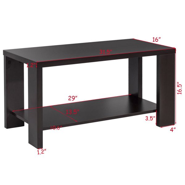 Gymax Rectangular Cocktail Table Coffee Table Living Room Furniture with Storage Shelf