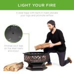 Best Choice Products 24in Hex-Shaped Steel Fire Pit for Garden, Backyard, Poolside w/ Flame-Retardant Mesh Lid