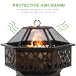 Best Choice Products 24in Hex-Shaped Steel Fire Pit for Garden, Backyard, Poolside w/ Flame-Retardant Mesh Lid