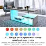 "High Gloss Coffee Table G Shape LED Coffee Table for Living Room, White"