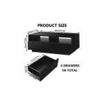 Rectangular Coffee Table Tea Tables Modern High Gloss Sofa Side Table Black Finish- 37.4 x 23.6 x 12.2 Inches
