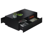 High Gloss Coffee Table LED Coffee Centre Table with Storage for Living Room, Black
