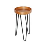 Home Décor Collection Wood & Metal Round Modern Accent End Side Coffee Table - 23" x 12" x 12"