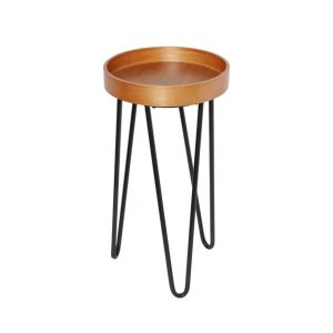 Home Décor Collection Wood & Metal Round Modern Accent End Side Coffee Table - 23" x 12" x 12"