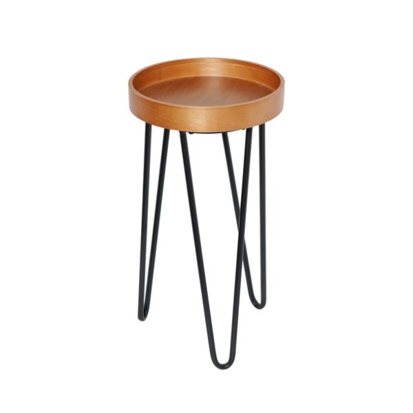 Home Décor Collection Wood & Metal Round Modern Accent End Side Coffee Table - 23" x 12" x 12"