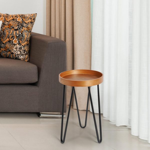 Home Décor Collection Wood & Metal Round Modern Accent End Side Coffee Table - 23" x 12" x 12"