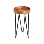Home Décor Collection Wood & Metal Round Modern Accent End Side Coffee Table - 23" x 12" x 12"