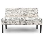 Costway Armless Loveseat Sofa Fabric Settee Bench Bed Chair Wooden Leg Living Room