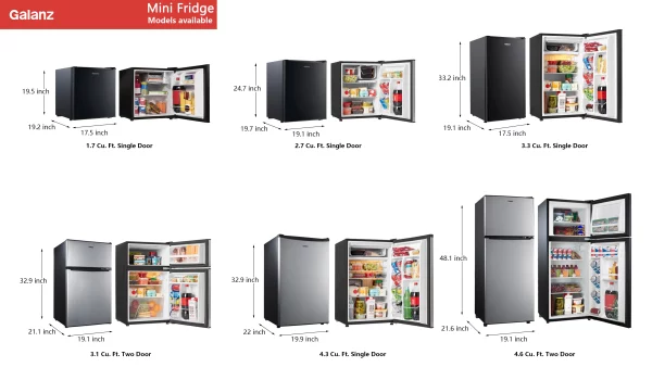 Galanz 4.6. Cu ft Two Door Mini Refrigerator with Freezer, Stainless Steel
