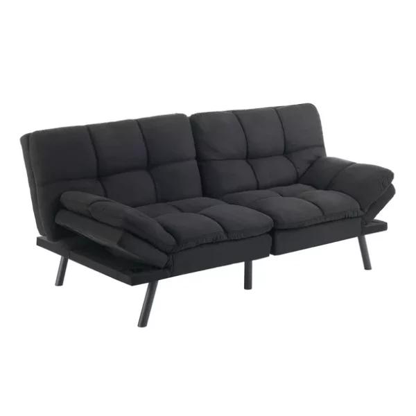 Mainstays Channel Cushion Futon, Grey Microfiber
