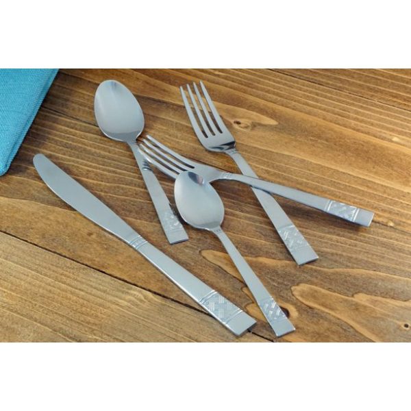 Mainstays Pierremont 20 Piece Polished Stainless Steel Flatware Set, Silver Tableware