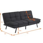 Mainstays Memory Foam Futon, Black Faux Suede Fabric