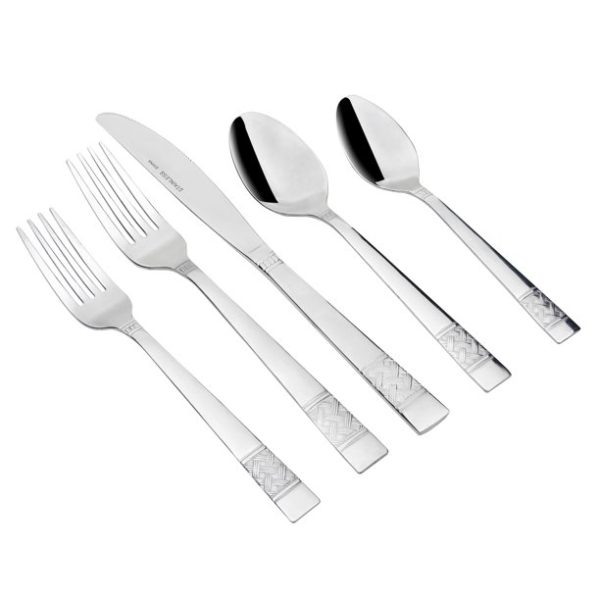 Mainstays Pierremont 20 Piece Polished Stainless Steel Flatware Set, Silver Tableware