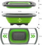 Collapsible Colander, Green Food Strainer Over the Sink Colanders Strainers with Extendable Handles, 6-Quart, Dishwasher-Safe Kitchen Folding Strainer for Pasta, Vegetables and Fruits by Polerce