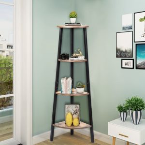 Image 2 of Corner Shelf Metal Storage Rack Bookcase Plant