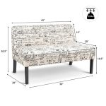 Costway Armless Loveseat Sofa Fabric Settee Bench Bed Chair Wooden Leg Living Room