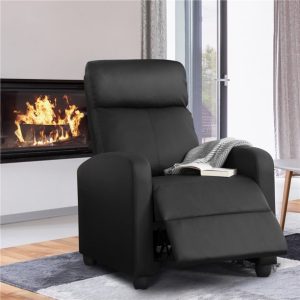 Image 2 of Easyfashion Faux Leather Push Back Theater Recliner