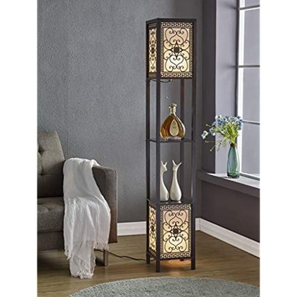 Artiva USA A808102DEX Infinity Heart Shelf Floor Lamp, 64", Expresso