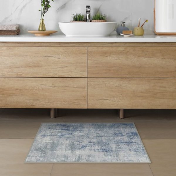 Ruggable Impasto Machine Washable Modern Gradient Area Rug 2' x 3', Blue Slate